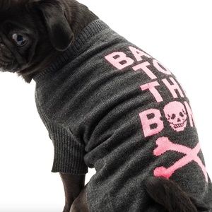360Cashmere Bad to the Bone Dog Sweater - Pink & Charcoal, Medium